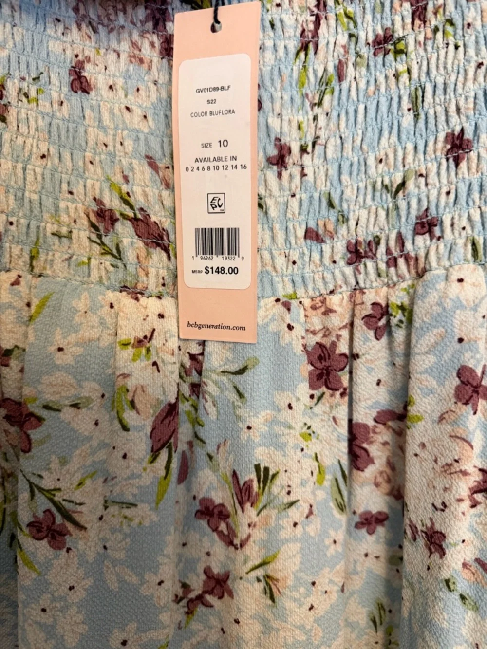 BCBGeneration Light Blue Floral Tiered Maxi Dress - Picture 3 of 3